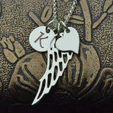 Personalized Angel Wing Heart Charm Initial Necklace