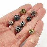 4pcs Zircon Copper Spacer Beads Round Charms for Jewelry Making