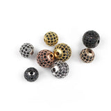 4pcs Zircon Copper Spacer Beads Round Charms for Jewelry Making