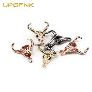 4pcs Cow's skull Pendant Copper Spacer beads Charms Metal Loose beads