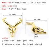 4pcs Cow's skull Pendant Copper Spacer beads Charms Metal Loose beads