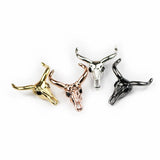 4pcs Cow's skull Pendant Copper Spacer beads Charms Metal Loose beads