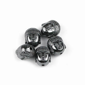 Hematite Stone Beads Lion Maitreya Buddha Head Charm Spacer Beads
