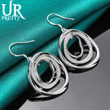 925 Silver Three Circles Drop Earrings Party Wedding Charm Jewelry