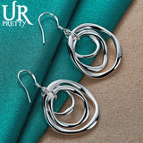925 Silver Three Circles Drop Earrings Party Wedding Charm Jewelry