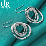 925 Silver Three Circles Drop Earrings Party Wedding Charm Jewelry