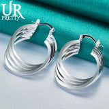 925 Sterling Silver 25mm 4 Circles Hoop Earrings for Women Engagement Party