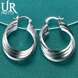 925 Sterling Silver 25mm 4 Circles Hoop Earrings for Women Engagement Party