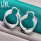 925 Sterling Silver 25mm 4 Circles Hoop Earrings for Women Engagement Party