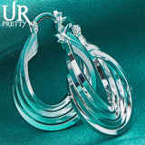 925 Sterling Silver 25mm 4 Circles Hoop Earrings for Women Engagement Party