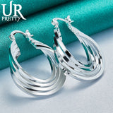 925 Sterling Silver 25mm 4 Circles Hoop Earrings for Women Engagement Party