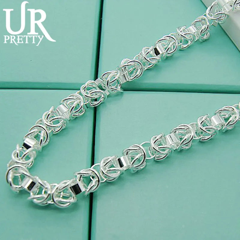 925 Sterling Silver 7mm Circle Chain Necklace 18 Inch Chain for Party Wedding