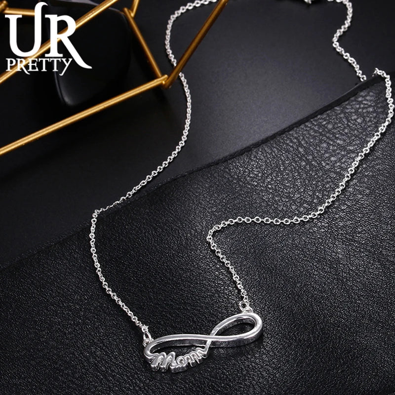 UPRETTY 925 Silver Mom Necklace 18 Inch Chain Party Wedding Charm Jewelry