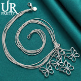 925 Silver Butterfly Necklace 18 Inch Chain Wedding Charm Jewelry