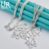 925 Silver Butterfly Necklace 18 Inch Chain Wedding Charm Jewelry