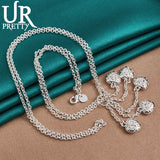 925 Silver 5 Heart Necklace 18' Chain Wedding Charm Jewelry