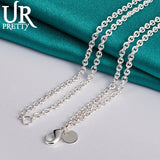 925 Silver 5 Heart Necklace 18" Chain Woman Party Wedding Charm Gift