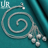 925 Silver 5 Heart Necklace 18' Chain Wedding Charm Jewelry