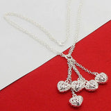 925 Silver 5 Heart Necklace 18' Chain Wedding Charm Jewelry