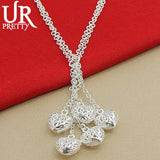 925 Silver 5 Heart Necklace 18' Chain Wedding Charm Jewelry