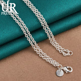 925 Silver 5 Heart Necklace 18' Chain Wedding Charm Jewelry