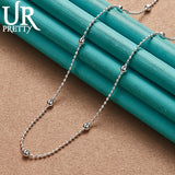 925 Silver Smooth Beads Necklace 16-30 Inch Chain