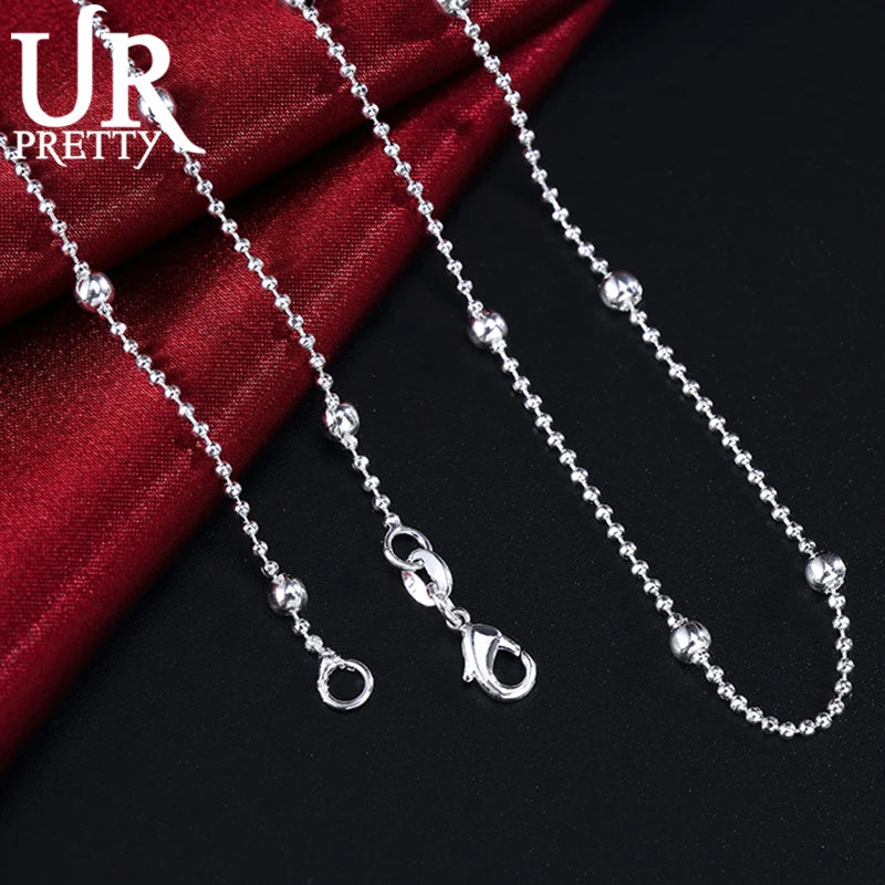 925 Silver Smooth Beads Necklace 16-30 Inch Chain