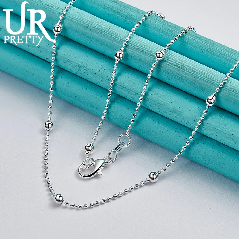 925 Silver Beads Necklace 16-30 Inch Chain Woman Party Wedding Engagement