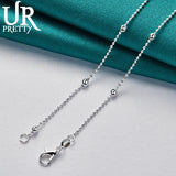 925 Silver Beads Necklace 16-30 Inch Chain Woman Party Wedding Engagement