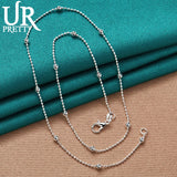925 Silver Beads Necklace 16-30 Inch Chain Woman Party Wedding Engagement