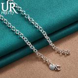 925 Silver Heart Moon Star Cross Necklace 18" Woman Party Wedding Charm Jewelry