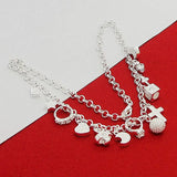 925 Silver Heart Moon Star Cross Necklace 18" Woman Party Wedding Charm Jewelry