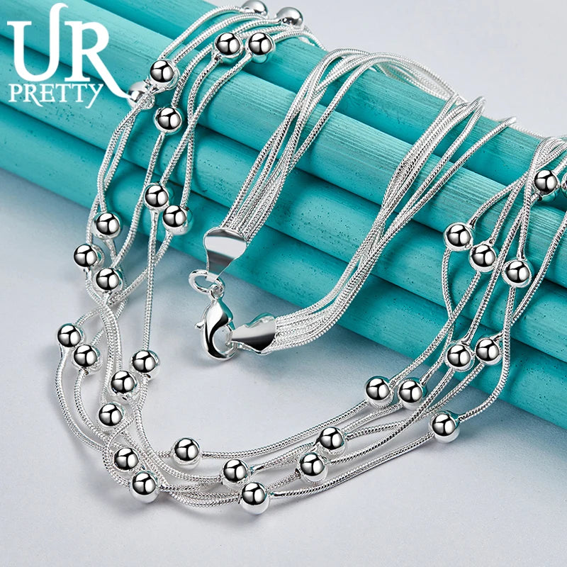 925 Silver Ball Snake Chain Necklace 16 Inch