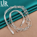 925 Silver Ball Snake Chain Necklace 16 Inch