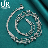 925 Silver Ball Snake Chain Necklace 16 Inch