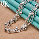925 Silver Ball Snake Chain Necklace 16 Inch