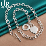 925 Sterling Silver Love Heart Necklace 18 Inch Chain