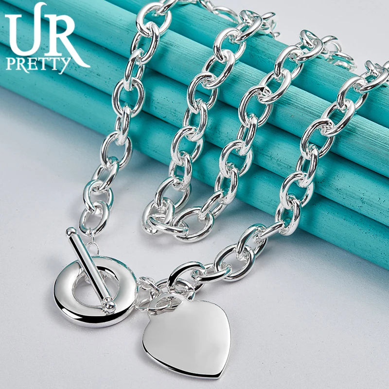 925 Sterling Silver Love Heart Necklace 18 Inch Chain