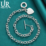 925 Sterling Silver Love Heart Necklace 18 Inch Chain