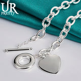 925 Sterling Silver Love Heart Necklace 18 Inch Chain