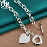 925 Sterling Silver Love Heart Necklace 18 Inch Chain