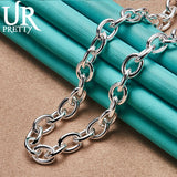 925 Sterling Silver Round Necklace 18 Inch Chain Women Party Wedding Jewelry