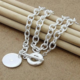 925 Sterling Silver Round Necklace 18 Inch Chain Women Party Wedding Jewelry