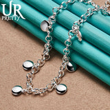 925 Silver Small Round Bean Necklace 18 Inch Chain For Woman