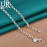 925 Silver Small Round Bean Necklace 18 Inch Chain For Woman
