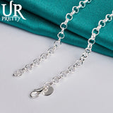 925 Silver Small Round Bean Necklace 18 Inch Chain For Woman