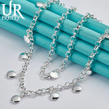 925 Silver Small Round Bean Necklace 18 Inch Chain For Woman