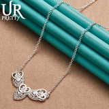 925 Silver Heart Shape Love Necklace 18 Inch Chain For Women Wedding Jewelry