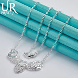 925 Silver Heart Shape Love Necklace 18 Inch Chain For Women Wedding Jewelry
