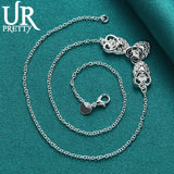 925 Silver Heart Shape Love Necklace 18 Inch Chain For Women Wedding Jewelry